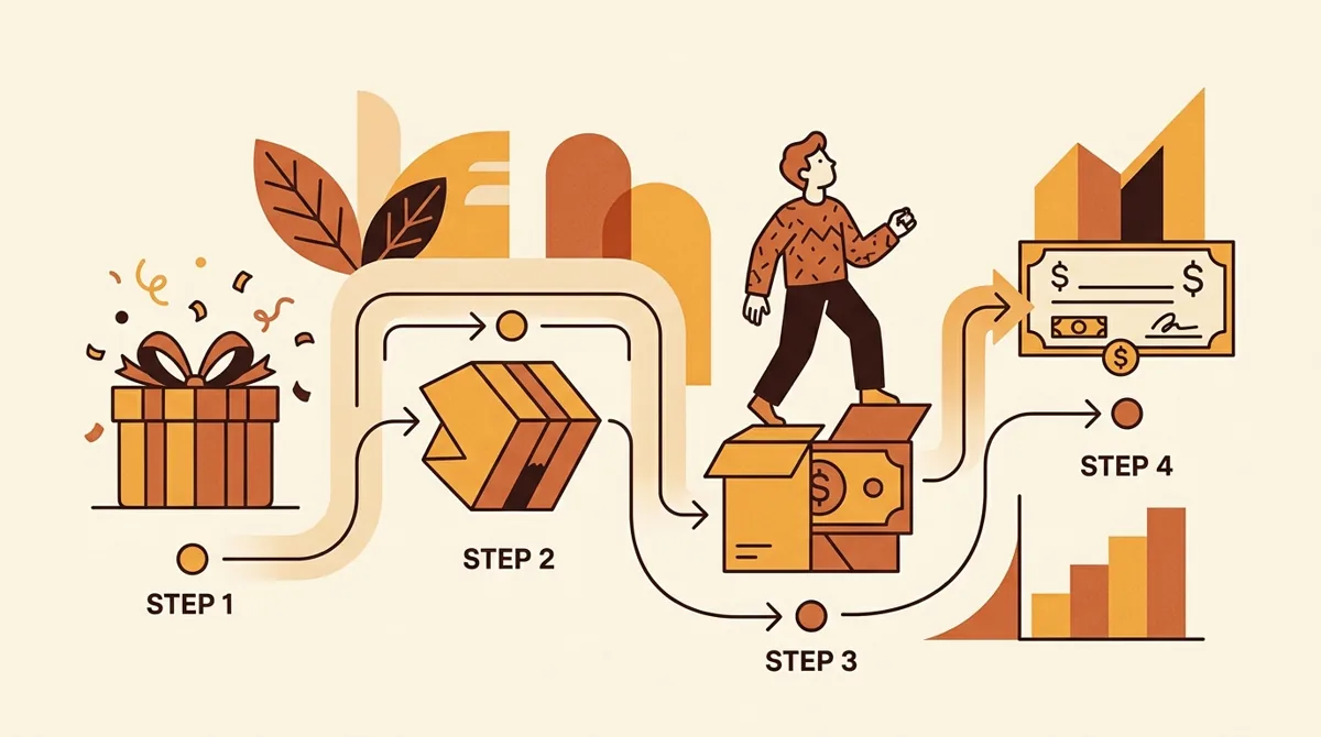 A gifted product collaboration progressing through steps toward a paid partnership